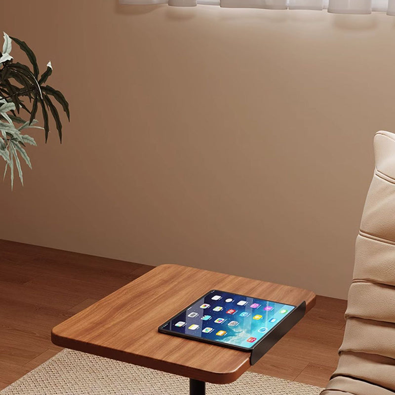 Modern Reversible Walnut Steel Side Table