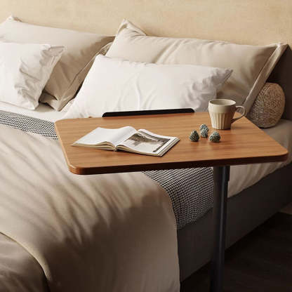 Modern Reversible Walnut Steel Side Table