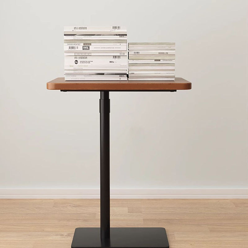 Modern Reversible Walnut Steel Side Table