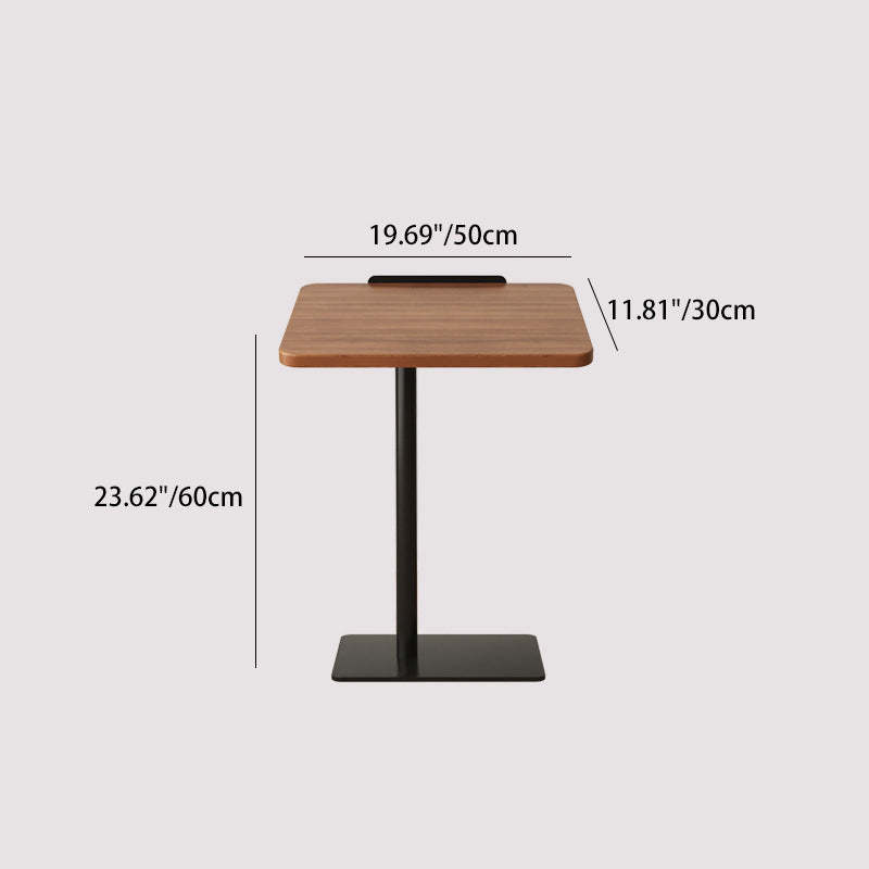 Modern Reversible Walnut Steel Side Table — Tall / Black