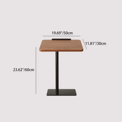 Modern Reversible Walnut Steel Side Table — Tall / Black