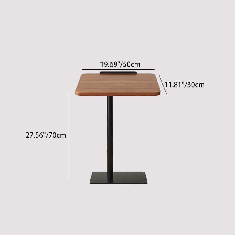 Modern Reversible Walnut Steel Side Table — Height Adjustable / Walnut Color