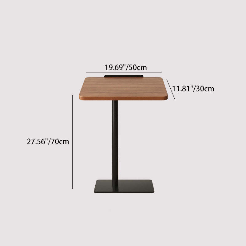 Modern Reversible Walnut Steel Side Table — Height Adjustable / Walnut Color