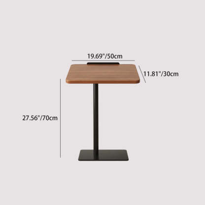 Modern Reversible Walnut Steel Side Table — Height Adjustable / Walnut Color