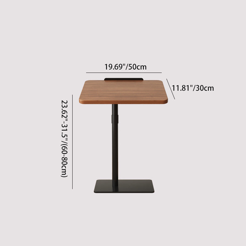 Modern Reversible Walnut Steel Side Table — Height Adjustable / Black