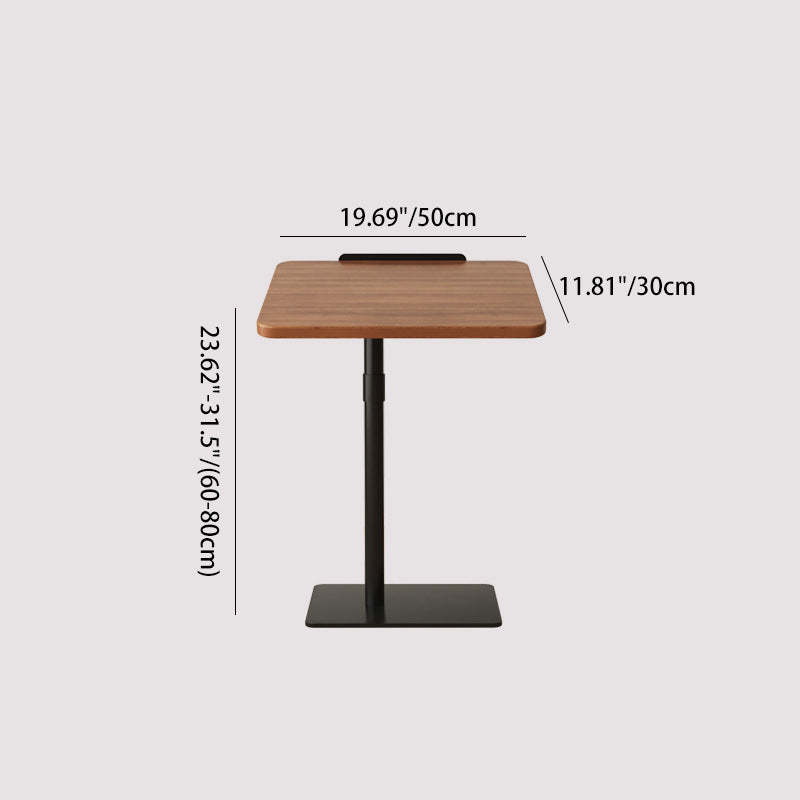 Modern Reversible Walnut Steel Side Table — Height Adjustable / Black