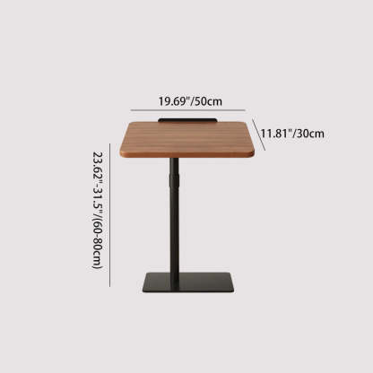 Modern Reversible Walnut Steel Side Table — Height Adjustable / Black