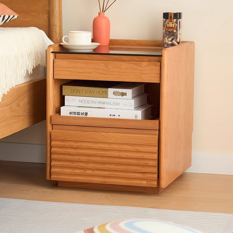 Traditional 2-drawer cherry wood nightstands, Lighom