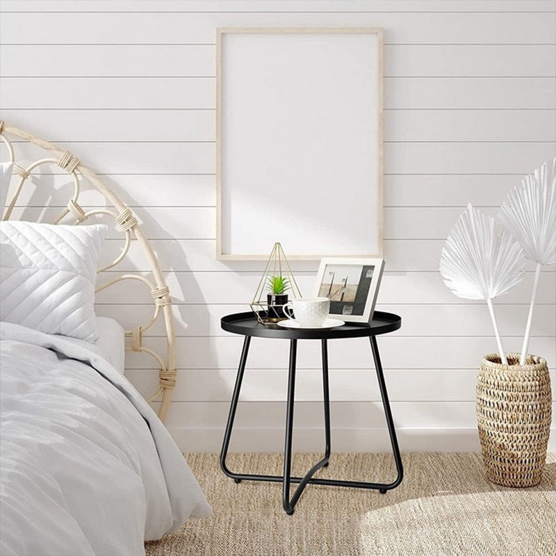 Minimalist Steel Tray Side Table — White
