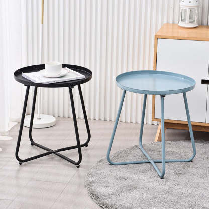 Minimalist Steel Tray Side Table — Black