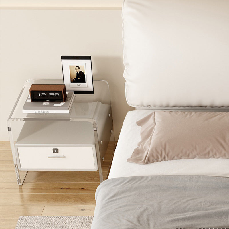 Nordic Acrylic Leather Wood Nightstand 1-Drawer