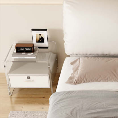 Nordic Acrylic Leather Wood Nightstand 1-Drawer