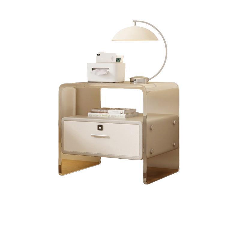 Nordic Acrylic Leather Wood Nightstand 1-Drawer