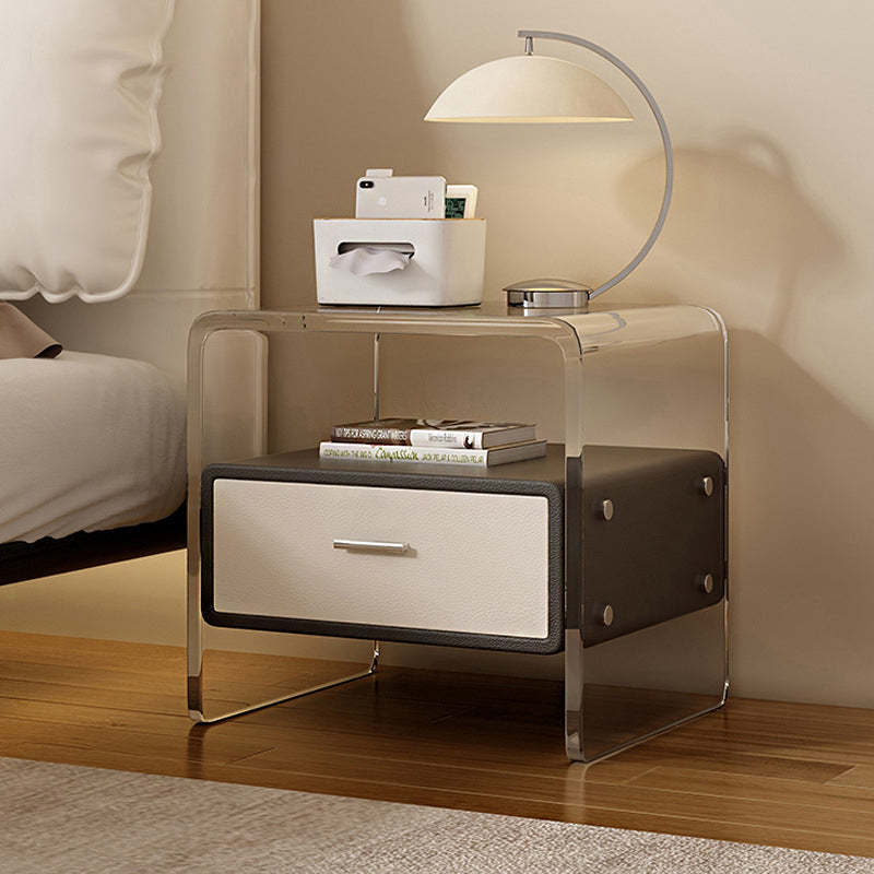 Nordic 1-drawer leather acrylic wood nightstands