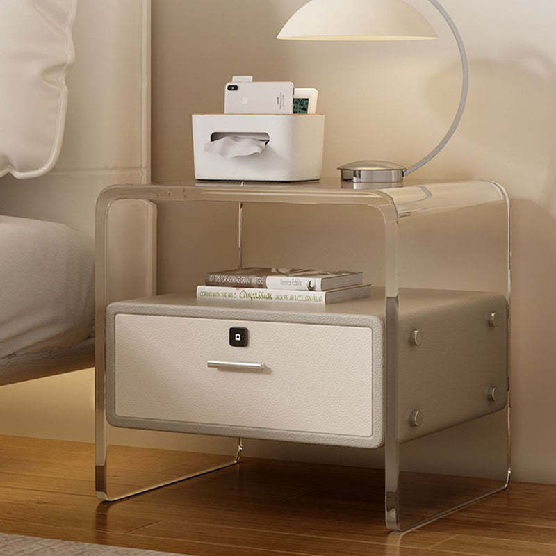 Nordic Acrylic Leather Wood Nightstand 1-Drawer