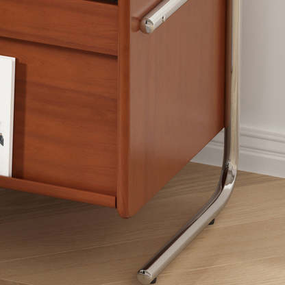 Retro Stainless Steel Wood Nightstand 3-Tier