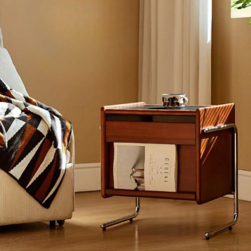 Wood steel wood metal retro stainless nightstands