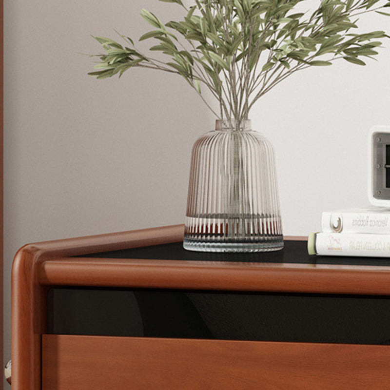 Retro Stainless Steel Wood Nightstand 3-Tier