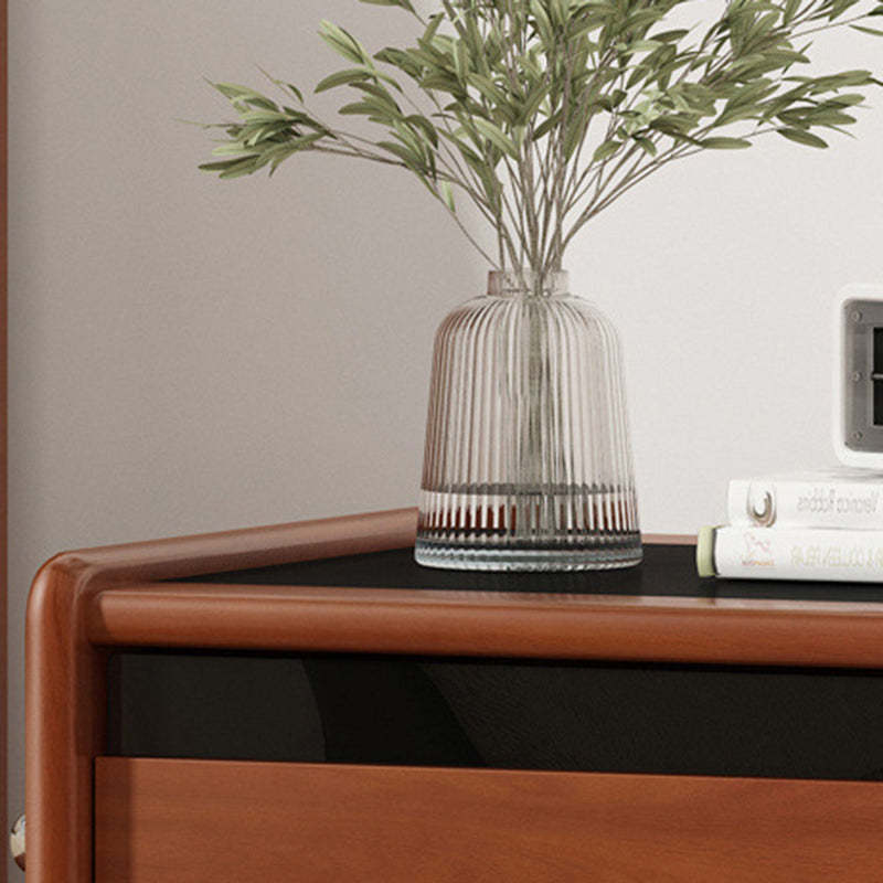 Retro Stainless Steel Wood Nightstand 3-Tier