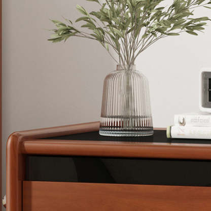 Retro Stainless Steel Wood Nightstand 3-Tier