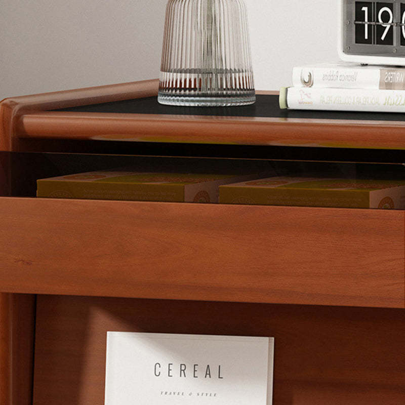 Retro Stainless Steel Wood Nightstand 3-Tier