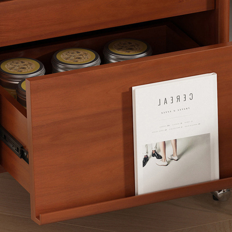 Retro Stainless Steel Wood Nightstand 3-Tier