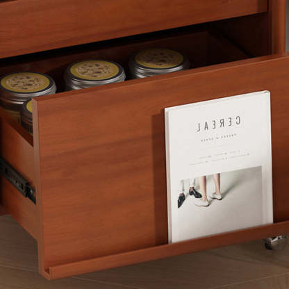 Retro Stainless Steel Wood Nightstand 3-Tier