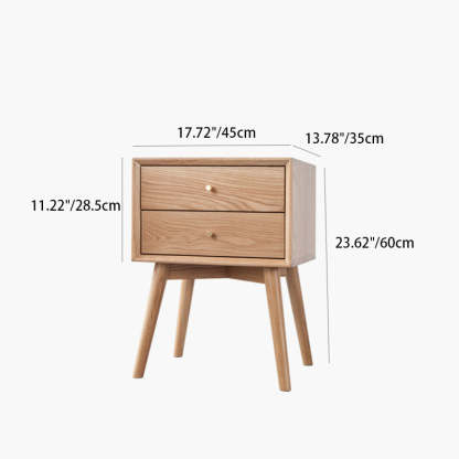 Contemporary Oak Nightstand 2-Drawer