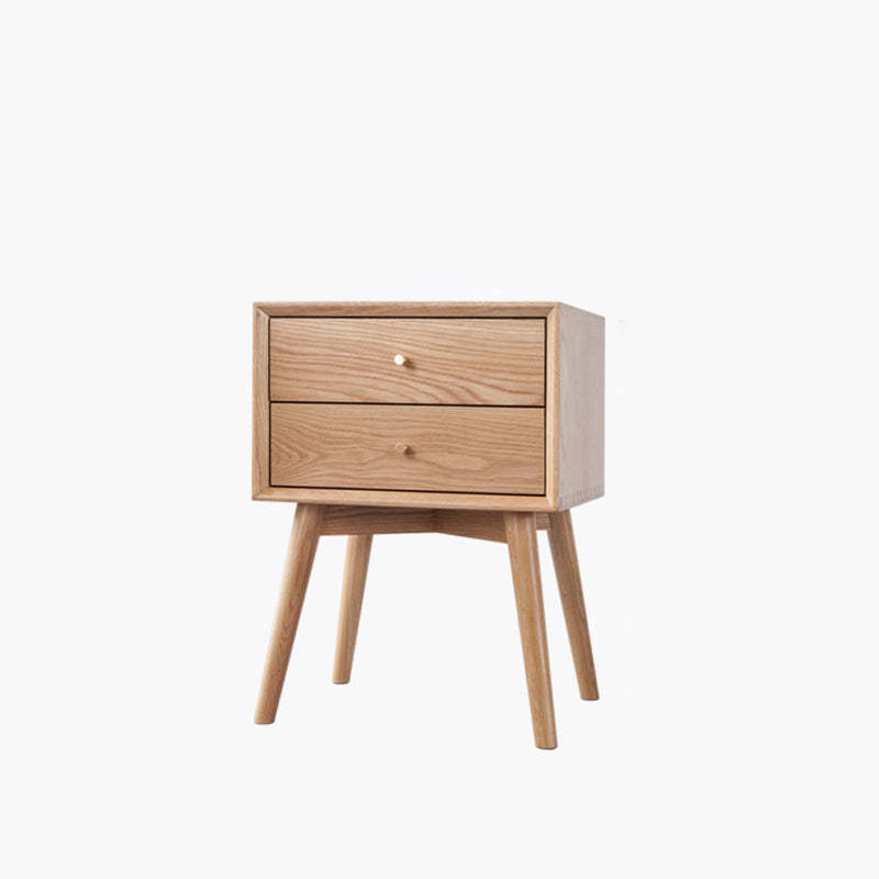 Contemporary Oak Nightstand 2-Drawer