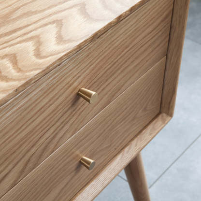 Contemporary Oak Nightstand 2-Drawer