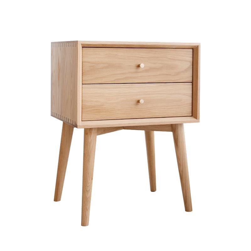 Contemporary Oak Nightstand 2-Drawer