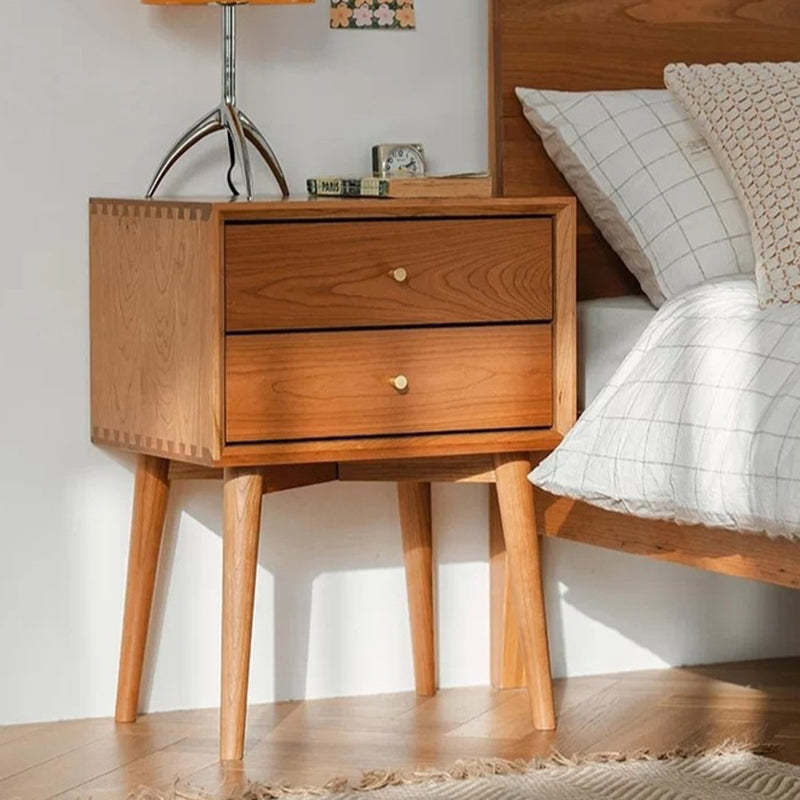 Oak glass 2-drawer nightstands - minimalist — Cherry