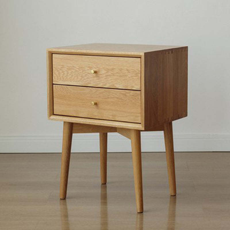 Contemporary Oak Nightstand 2-Drawer