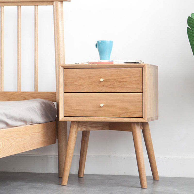 Contemporary Oak Nightstand 2-Drawer