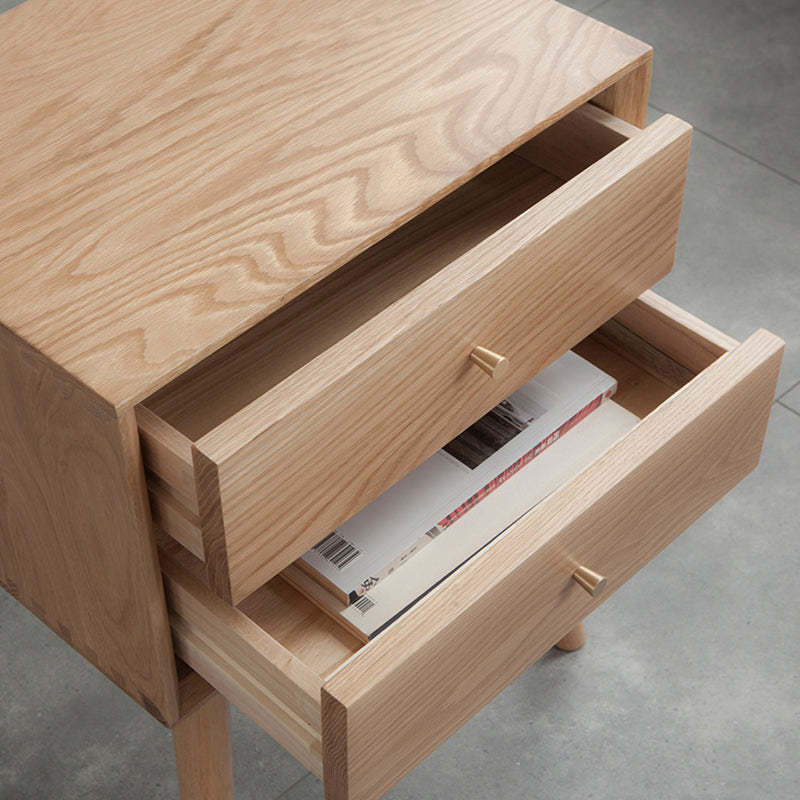 Contemporary Oak Nightstand 2-Drawer