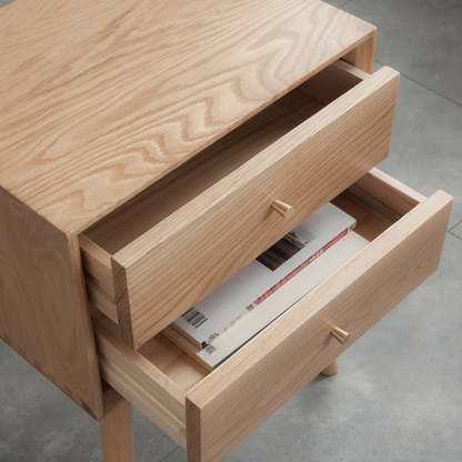Contemporary Oak Nightstand 2-Drawer