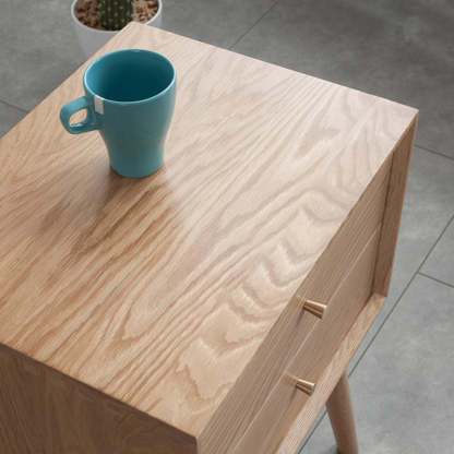 Contemporary Oak Nightstand 2-Drawer