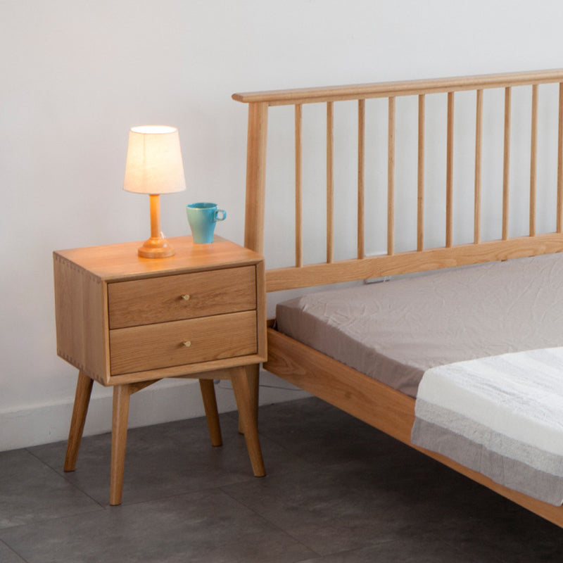 Contemporary Oak Nightstand 2-Drawer