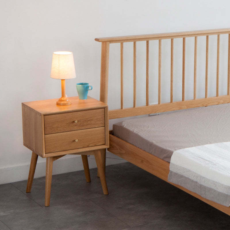 Contemporary Oak Nightstand 2-Drawer
