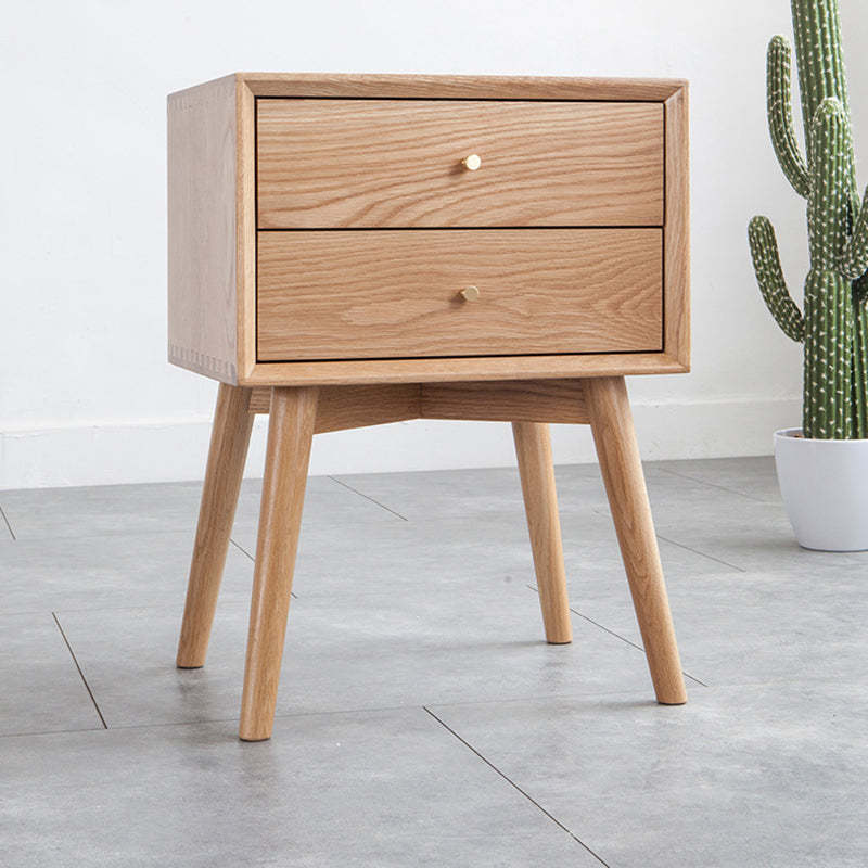 Contemporary Oak Nightstand 2-Drawer