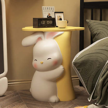Rabbit Resin Wood Side Tray Table