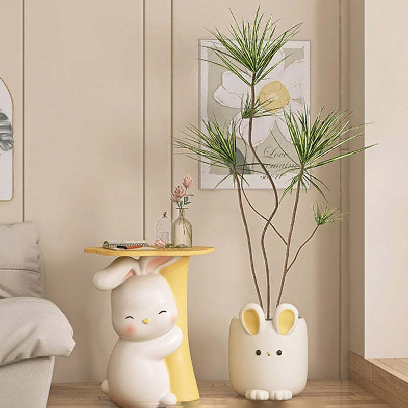 Rabbit Resin Wood Side Tray Table