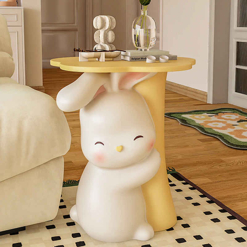 Rabbit Resin Wood Side Tray Table