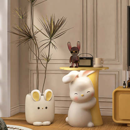 Rabbit Resin Wood Side Tray Table