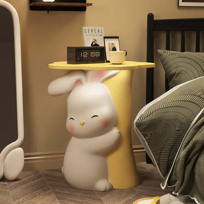 Rabbit Resin Wood Side Tray Table