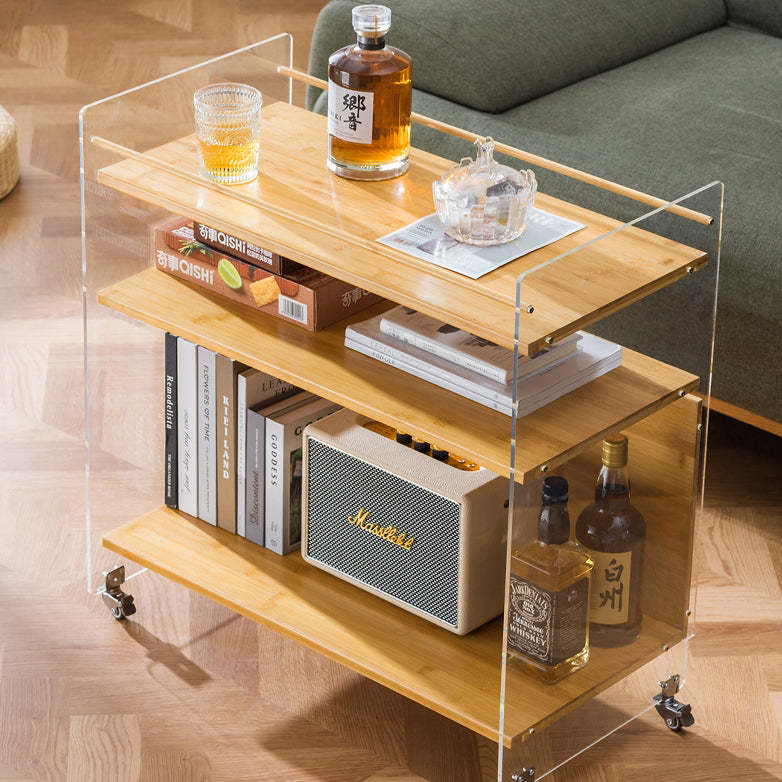 Nordic Clear Acrylic Wood Side Table 3-Tier