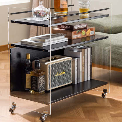 Nordic Clear Acrylic Wood Side Table 3-Tier