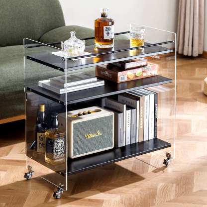 Nordic Clear Acrylic Wood Side Table 3-Tier