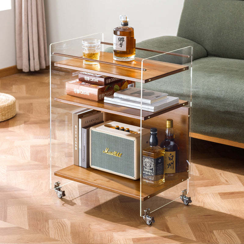 Nordic Clear Acrylic Wood Side Table 3-Tier