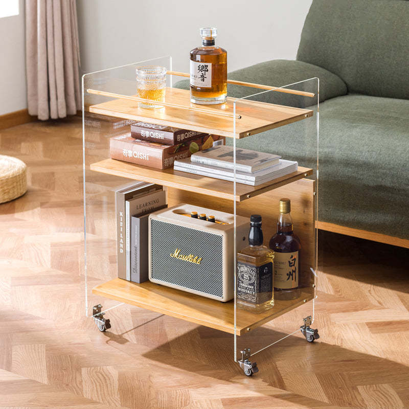 Nordic Clear Acrylic Wood Side Table 3-Tier